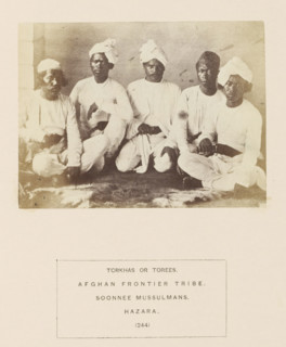 Portrait of five unknown men from the Turi tribe of Hazara, Khyber Pakhtunkhwa, Pakistan,