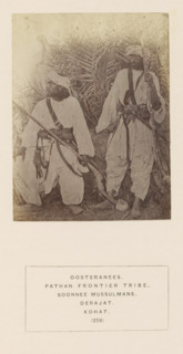 Portrait of two unknown men with muskets from the Storyani tribe of Kohat, Khyber Pakhtunkhwa,