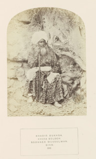 Portrait of Khaddir Bukhsh, a landholder in Sindh, Pakistan, photograph, page, inscription: 'KHADIR
