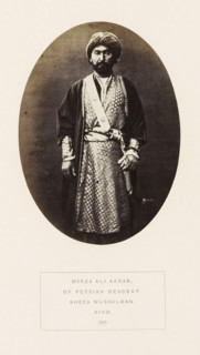 Portrait of Mirza Ali Akbar, a nobleman of Persian descent, Sindh, Pakistan, photograph, page,
