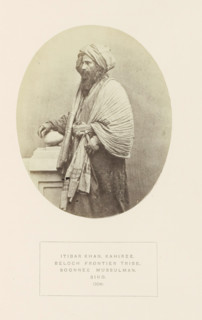 Portrait of Itibar Khan, a chief of the Kahiri Baloch tribe in Sindh, Pakistan, photograph, page,