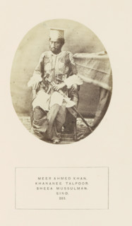 Portrait of Mir Ahmed Khan, Sindh, Pakistan, photograph, page, inscription: 'MEER AHMED KHAN.,