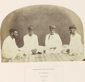 Portrait of four unknown merchants originally from Shekhawati, Rajasthan, based in Indore, Madhya