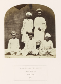 Portrait of five unknown priests (brahmins) from Mandhata, Madhya Pradesh, India, photograph, page,