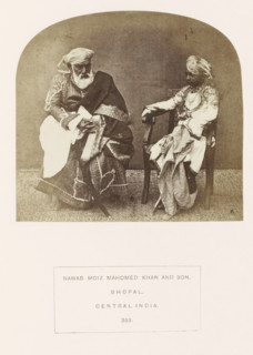 Portrait of Moiz Mahomed Khan, an officer at Sekunder Begum, a queen of Bhopal, and his son,