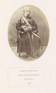 Portrait of Rajah Kissen Ram, a minister from Bhopal, Madhya Pradesh, India, photograph, page,