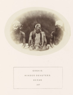 Portrait of three unknown men from the Gosain community of the former Berar in central India,