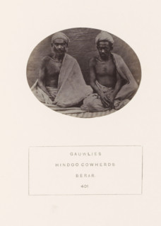 Portrait of two unknown men from the Gawli community of the former Berar in central India,