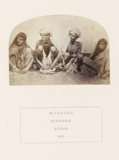 Portrait of four unknown people from the Waddar tribe of the former Berar in central India,