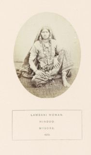 Portrait of an unknown woman from the Lambani tribe of Mysore, Karnataka, India, photograph, page,