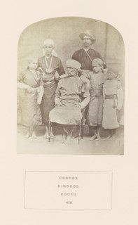 Group portrait of a family from the Kodava community of Kodagu, Karnataka, India, photograph, page,