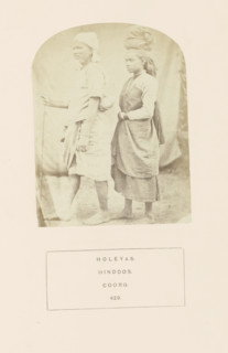 Portrait of an unknown man and woman from the Holeya community of Kodagu, Karnataka, India,