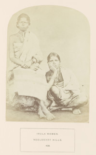Portrait of two unknown women from the Irula tribe of the Nilgiri mountains in Tamil Nadu, India,