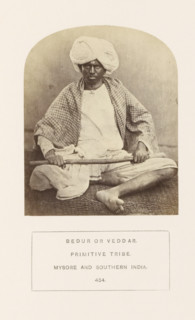 Portrait of an unknown man with a stick in his hands, Mysore, Karnataka, India, photograph, page,