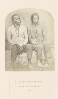 Portrait of an unknown man and woman from the Jakun tribe of Malacca, Malaysia, photograph, page,