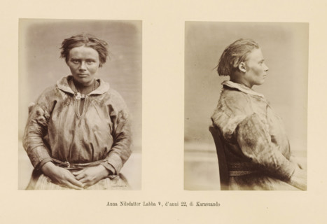 Anna Nilsdatter Labba ?, d' anni 22, Two portraits of Anna Nilsdatter Labba, page, Left a front