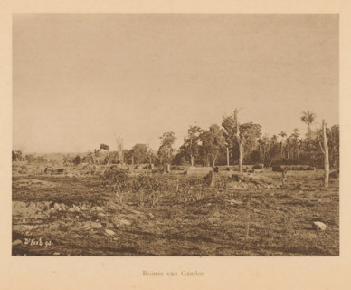 Ruins of Gandor, Ruins in a field, page, photomechanical print, maker: Christiaan Johan Neeb, c.