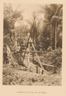 Cavalry at the bridge over the Babak, View of the cavalry at a bamboo suspension bridge, page,