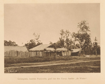 Prison, Pradjoerits barracks, grave of the Europ. huselier 'de Winter', View of the Pradjoerits