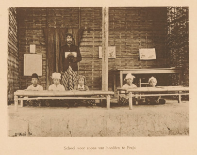 School for sons of headmasters in Praja, View of unknown children and an unknown man in a school,