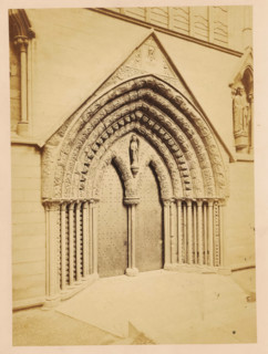 Portal of Lichfield Cathedral, photograph, page, photographer: John Benjamin Stone, Lichfield, c.