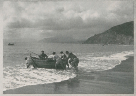 Seascape with fishermen, Italian fischer, page, photomechanical print, monogram: 'BX',