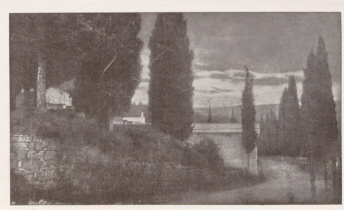 Friedhof bei Salò, View of a cemetery near Salò, page, photomechanical print, monogram: 'BX',
