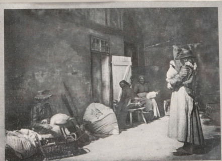 Gänse rupfen, Plucking geese, page, photomechanical print, inscription: 'Berlin', monogram: 'BX',