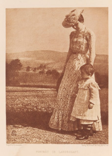 Woman with child in the landscape, Portrait in landscape, page, photomechanical print, inscription: