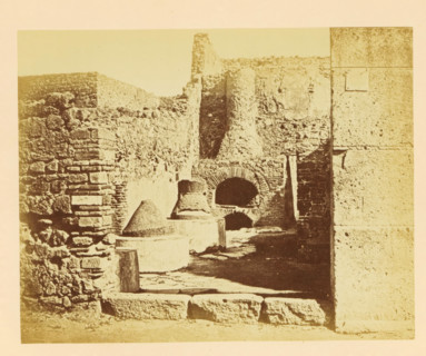 View of the ruins of the mill and ovens at Pompeii, photograph, page, Pompeii, c. 1862 - in or