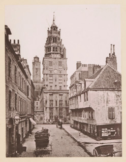 View of the Rue des Barricades and the bell tower of the Calais Town Hall, Calais, Le Beffroi & la