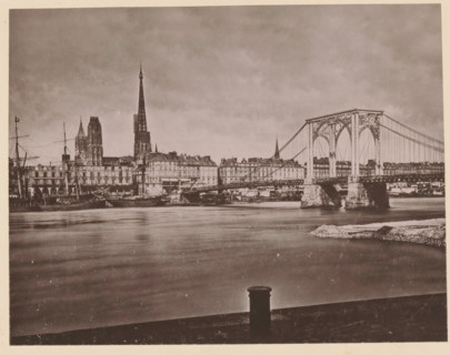 Rouen, Le Pont Suspendu, View of the suspension bridge in Rouen, page, photomechanical print,
