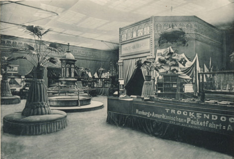 View of the maritime Hamburg part of the Antwerp World Exhibition in 1894, Section Maritime