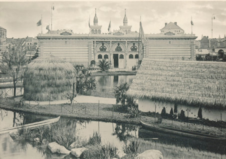 View of a recreated Congolese village at the Antwerp World Exhibition in 1894, Palais du Congo,