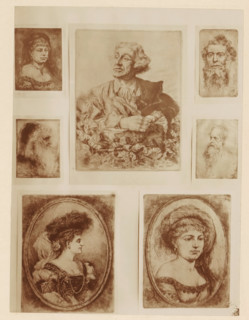 Photographic reproduction of seven etchings of portraits of unknown people by Willem Linnig (II),