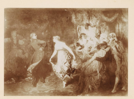 Photo reproduction of a painting of a group of people dancing the minuet by Willem Linnig (II),
