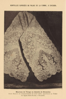 Coat with lace, Manteau de Vierge en dentelle de Bruxelles, Dentelles exposées au Palais de la