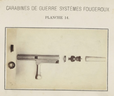 Safety catch of a rifle in parts, photograph, page, number: 'Planche 14.', inscription: 'Carabines