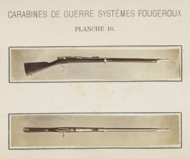 Rifle, photograph, page, Above a side view, below a top view., inscription: 'Carabines de guerres