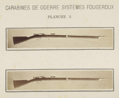 Two images of a rifle, photograph, page, number: 'Planche 2.', inscription: 'Carabines de guerres