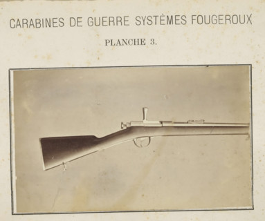 Butt of a rifle, photograph, page, inscription: 'Carabines de guerres systèmes Fougeroux', number: