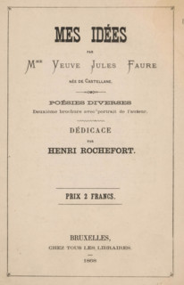 Portrait of Madame Veuve Jules Faure, photograph, page, annotation: 'A mon ami Auguste Pastois,