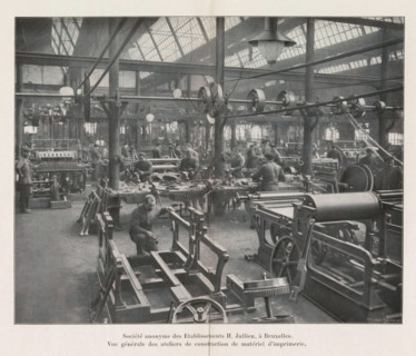 View of a workshop for the construction of printing equipment in the Société anonyme des
