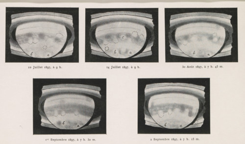 Dessins de Saturne exécutés par M. Leo Brenner a l'observatoire Manora, Five views of Saturn, page,