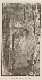 Photo reproduction of one of the Walcourt panels, the Annunciation, Panneau provenant de Walcourt,