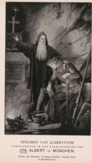 Specimen of Alberttypie, Reproduction of a design of a scene from Parzival, reproduction, page,