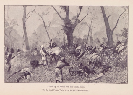 Reproduction of a design for an attack on the Maasai, Attack on the Maasai at the Gnare Gobit,