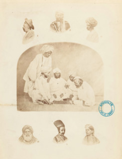 Collection of portraits and a company of Indian men illustrating various types of turbans, Turbans.