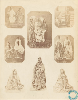 Collection of portraits of Indian women illustrating different women's clothing, Female attire.