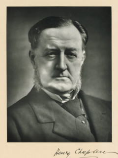 The right honorable Henry Chaplin, photograph, page, inscription: '55. Baker St. London, W.',